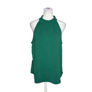 Maurices Womens Halter Shirt Size L Green Metallic High Neck Tank Top Sleeveless
